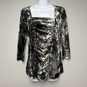 VTG Y2K Burnout Velvet Square Neck Gothic Witchy Whimsigoth Womens Top Sz L